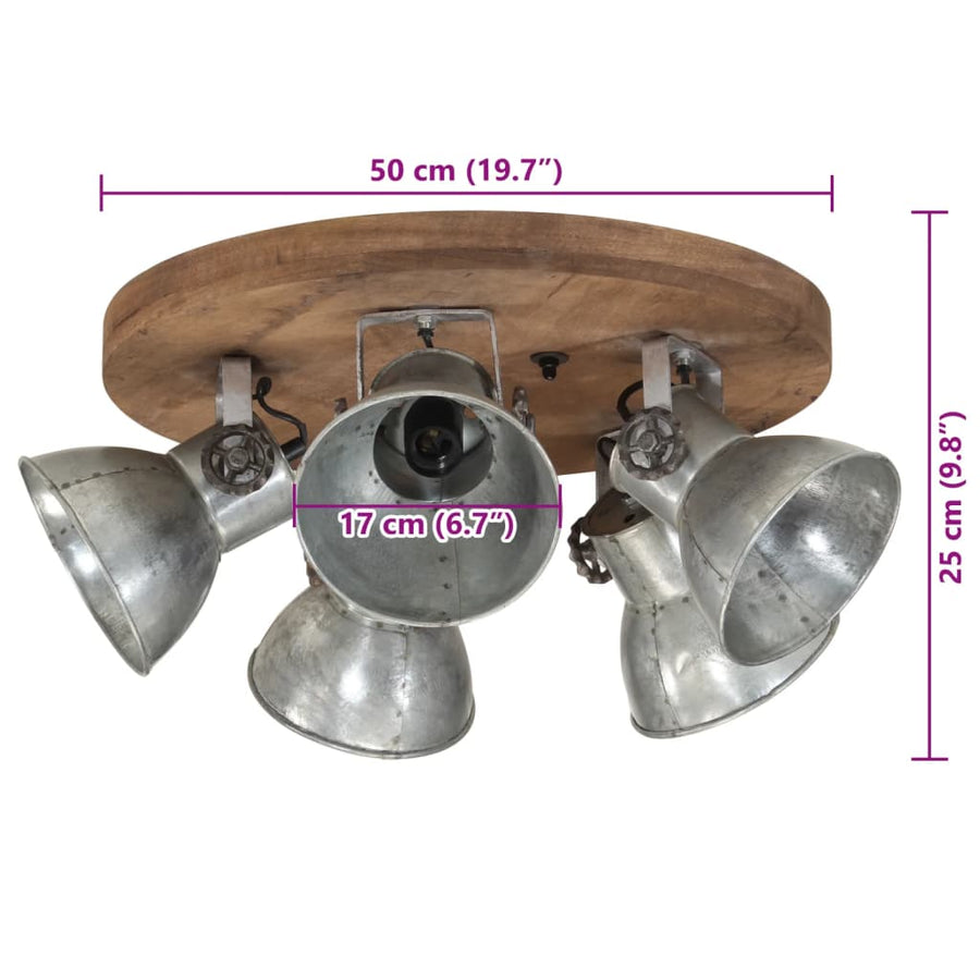 Plafondlamp 25 W E27 50x50x25 cm vintage zilverkleurig