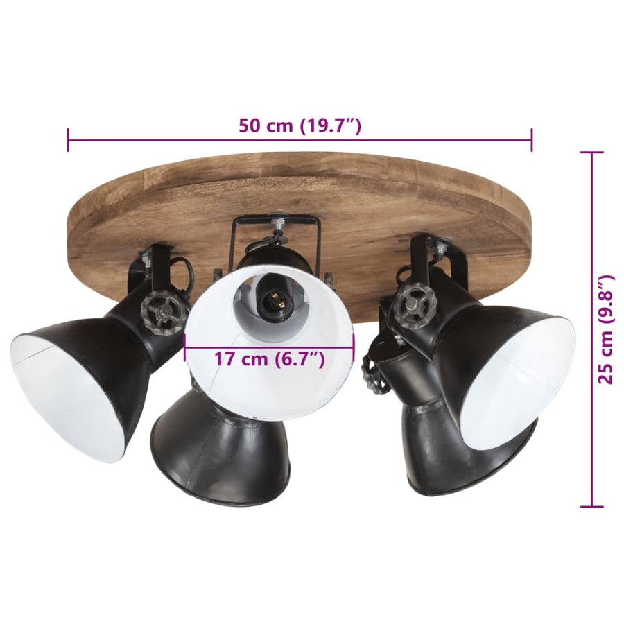 Plafondlamp 25 W E27 50X50X25 Cm Rond - 5 lampenkappen 1 Zwart