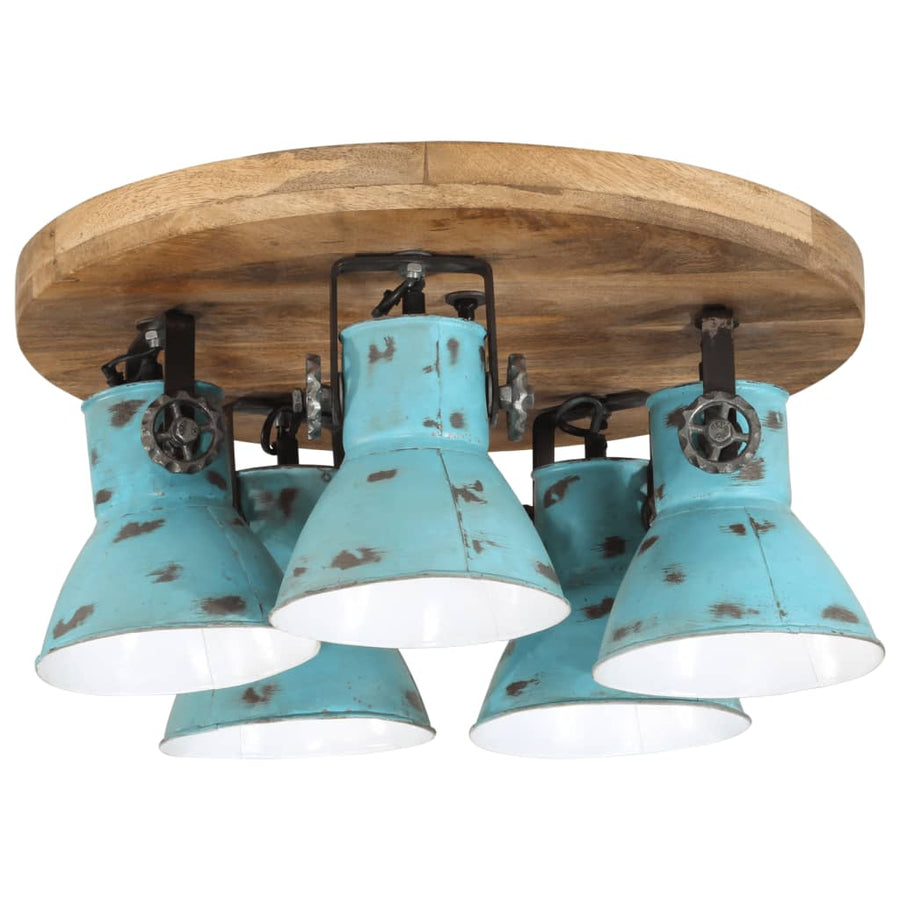 Plafondlamp 25 W E27 50X50X25 Cm Verweerd Rond - 5 lampenkappen 1 Blauw