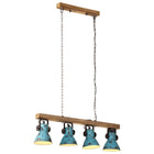 Plafondlamp massief mangohout 90x24x111 cm verweerd blauw