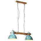 Hanglamp massief mangohout 2x E27 85x28x109 cm verweerd blauw