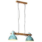 Hanglamp massief mangohout 2x E27 85x28x109 cm verweerd blauw