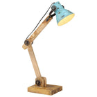 Bureaulamp massief mangohout ijzer verweerd blauw 23x18x96 cm