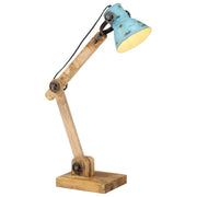 Bureaulamp massief mangohout ijzer verweerd blauw 23x18x96 cm