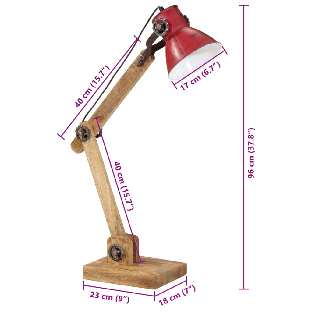 Bureaulamp 25 W E27 23X18X96 Cm Verweerd Rood