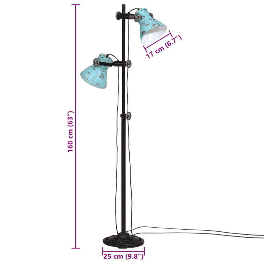 Vloerlamp 25 W E27 25x25x90/160 cm verweerd blauw