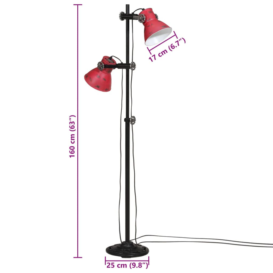 Vloerlamp 25 W E27 25x25x90/160 cm verweerd rood