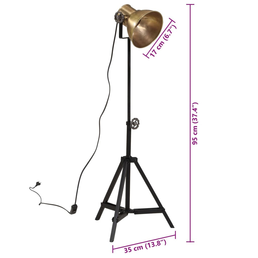 Vloerlamp 25 W E27 35X35X65/95 Cm Antiek Messingkleurig Koper