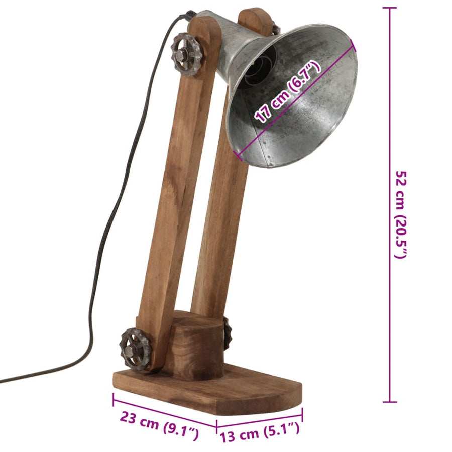 Bureaulamp 25 W E27 23x13x52 cm vintage zilverkleurig