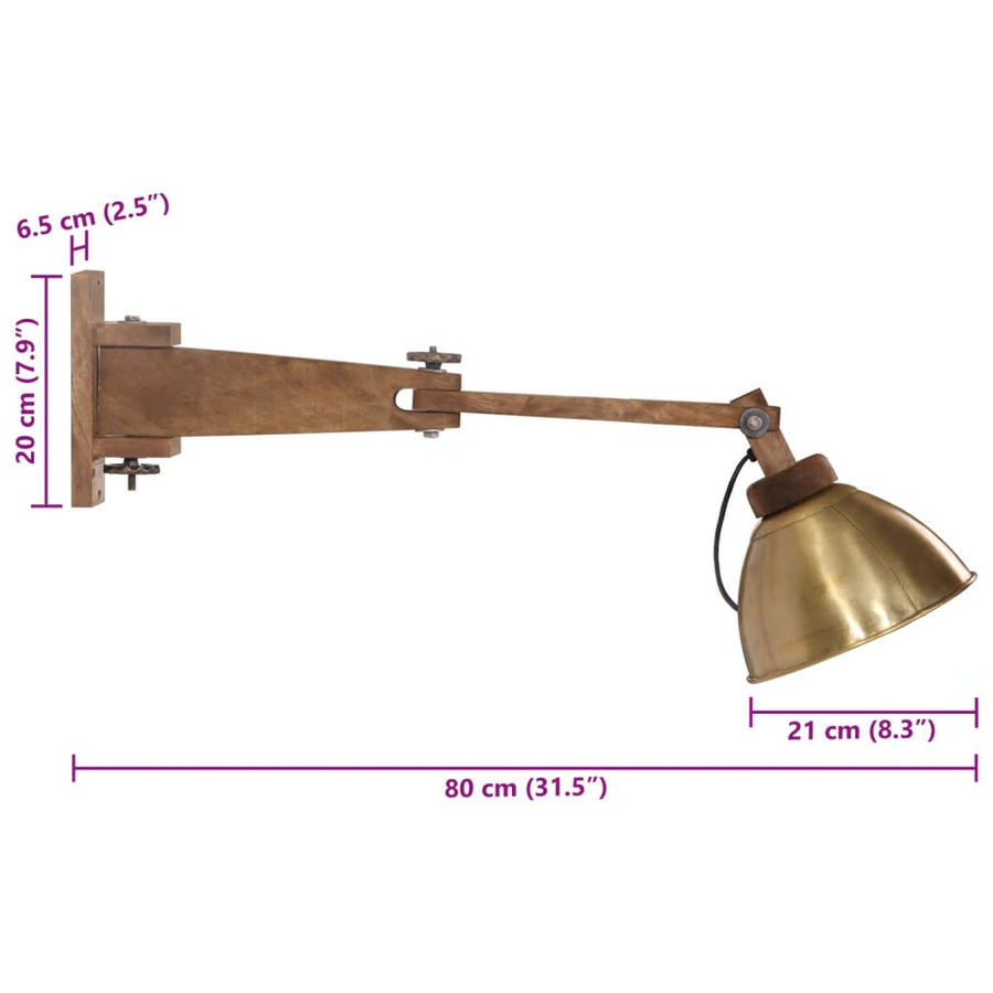 Wandlamp 25 W E27 antiek messingkleurig