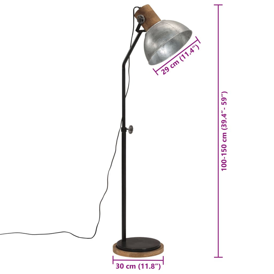 Vloerlamp 25 W E27 30X30X100-150 Cm Vintage Kleurig Zilver