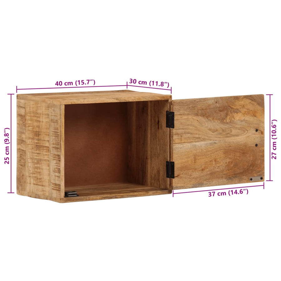 Nachtkastje Wandgemonteerd 40X30X25 Cm Massief Mangohout