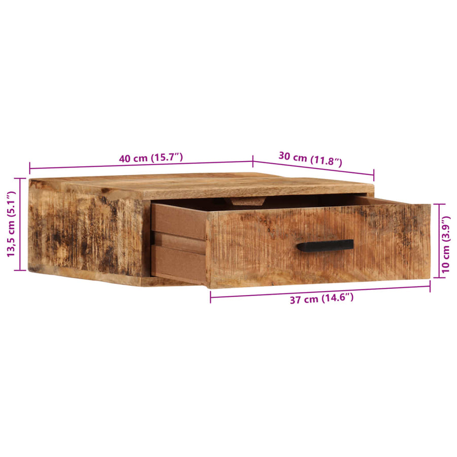 Nachtkastje Wandgemonteerd 40X30X13,5 Cm Massief Mangohout 40 x 30 x 13.5 cm