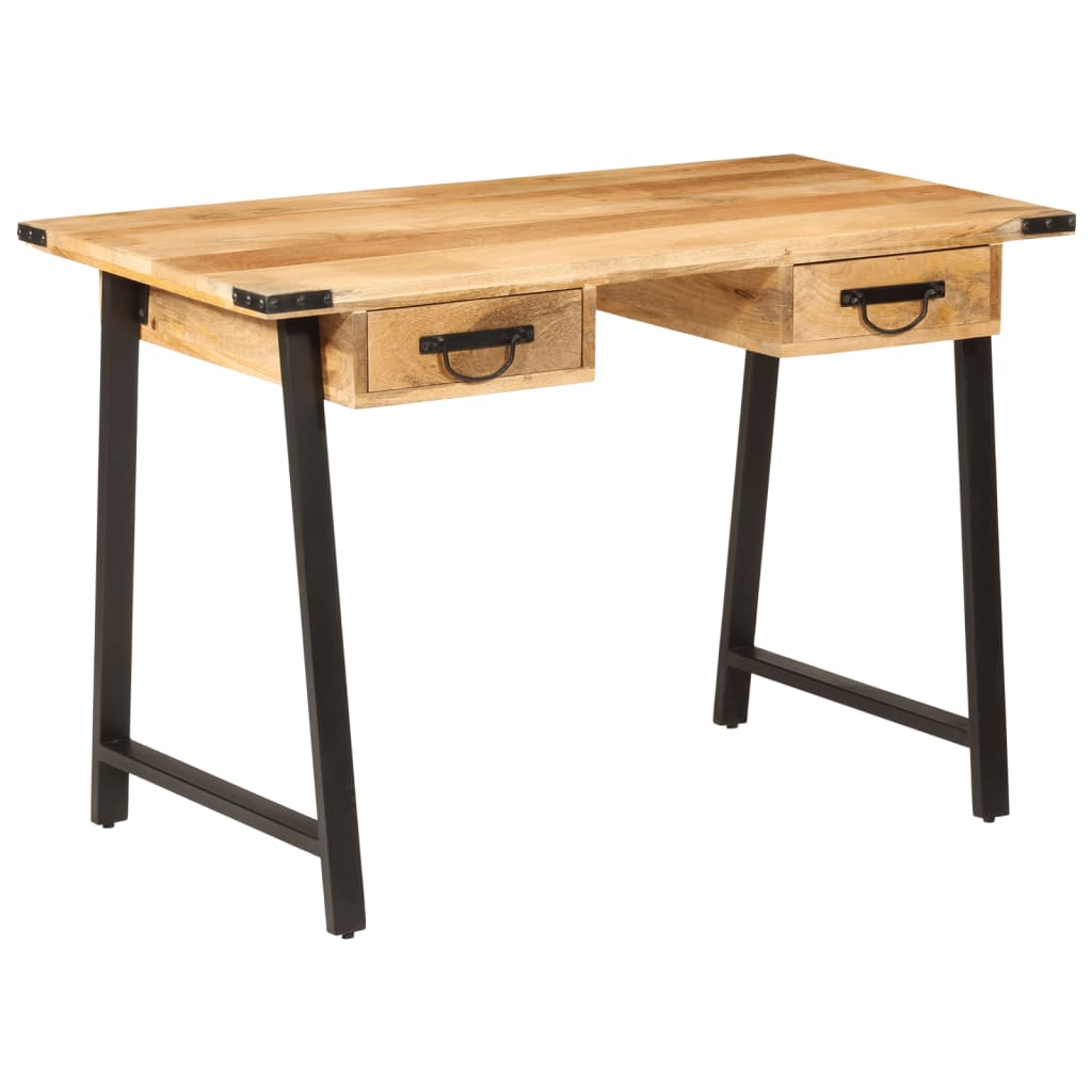 Bureau Met Lades 105X55X70 Cm Massief Mangohout En Ijzer