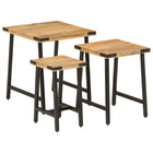 3-piece Coffee Table Set Solid Mango Wood and Iron
