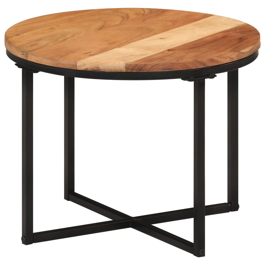 Salontafel 45x45x35 cm massief acaciahout en ijzer