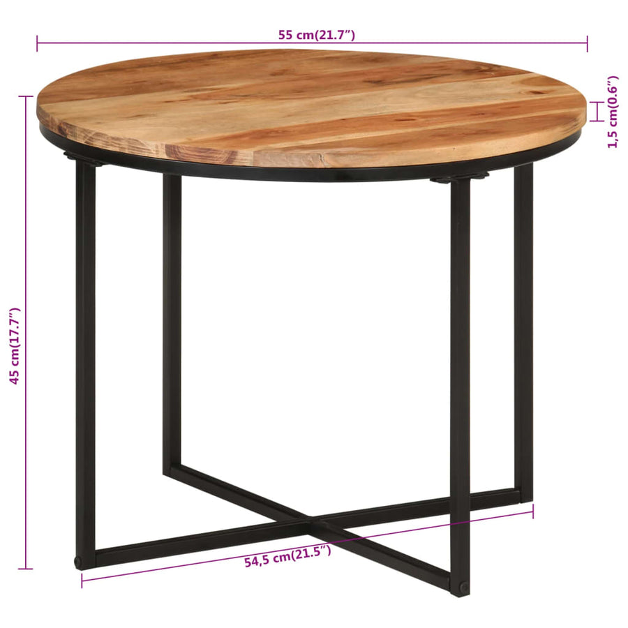 Salontafel Massief Acaciahout En Ijzer 55 x 55 x 45 cm