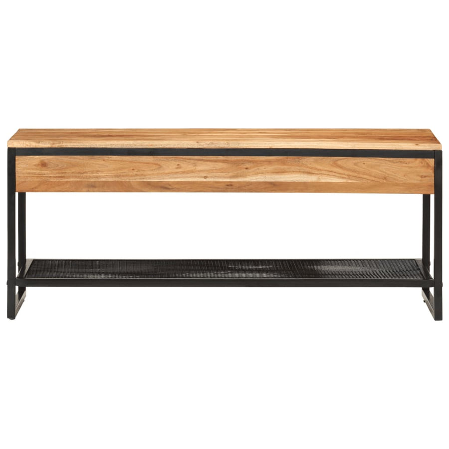 Schoenenbankje 110x35x45 cm massief acaciahout en ijzer