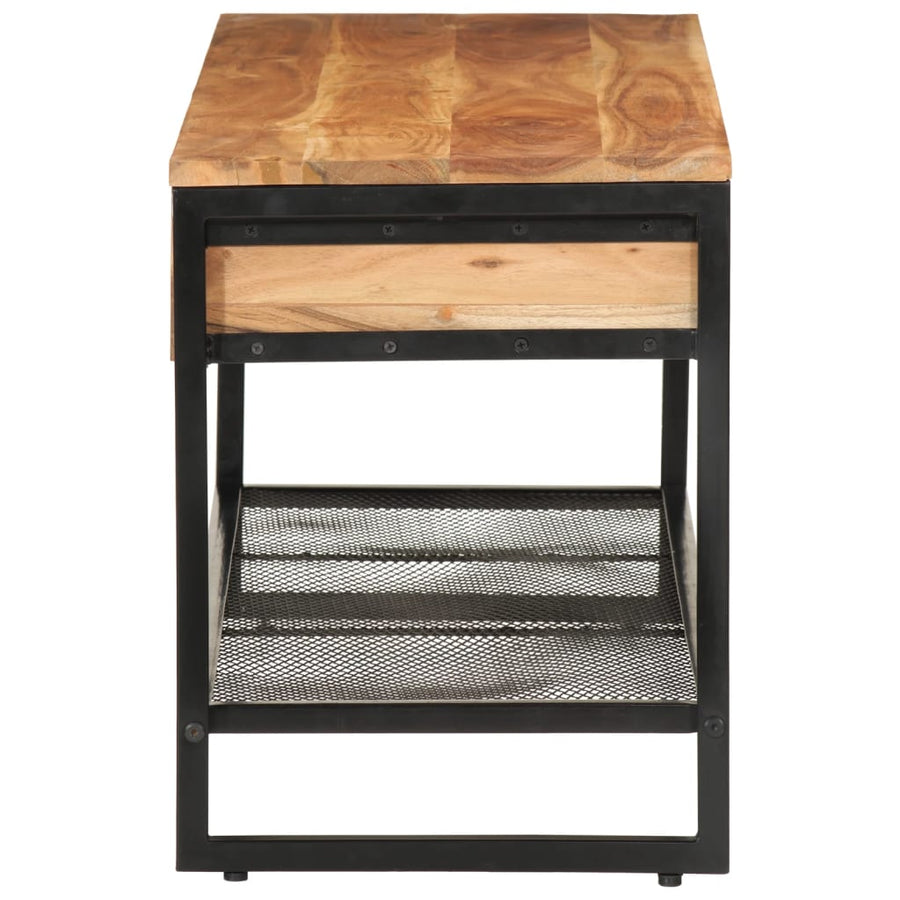 Schoenenbankje 110x35x45 cm massief acaciahout en ijzer