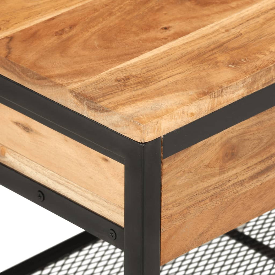 Schoenenbankje 110x35x45 cm massief acaciahout en ijzer