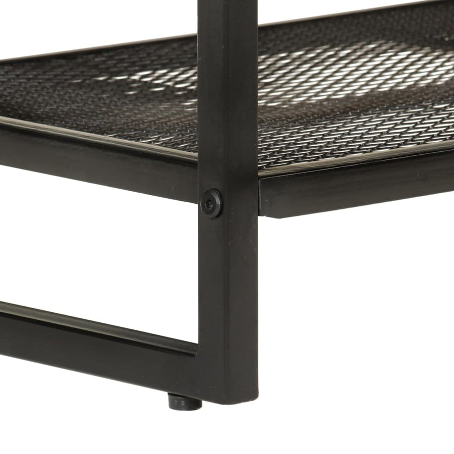Schoenenbankje 110x35x45 cm massief acaciahout en ijzer