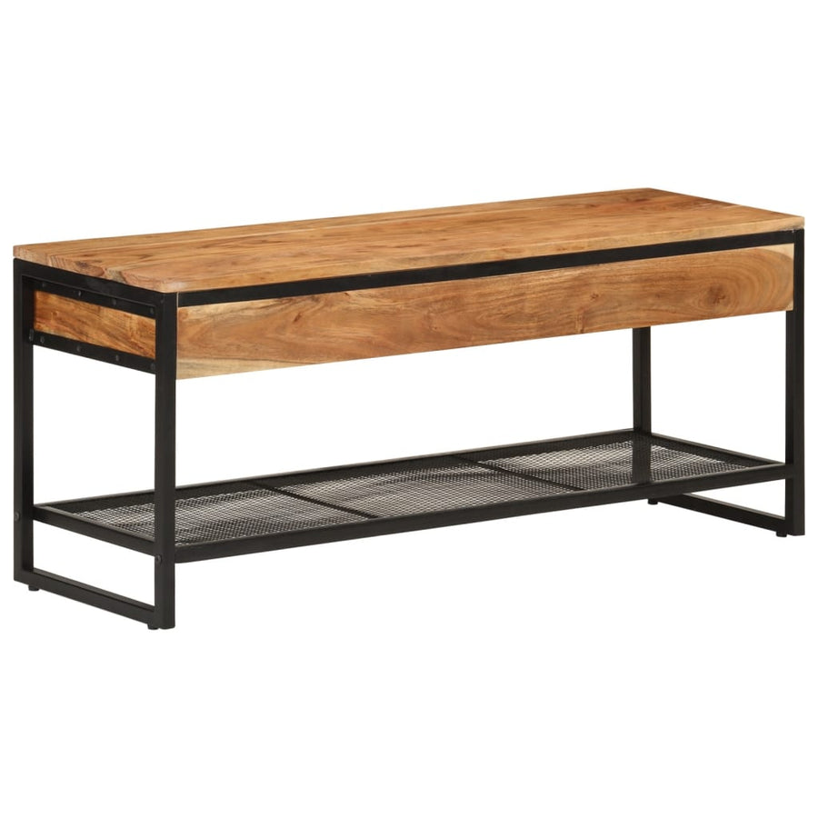 Schoenenbankje 110x35x45 cm massief acaciahout en ijzer