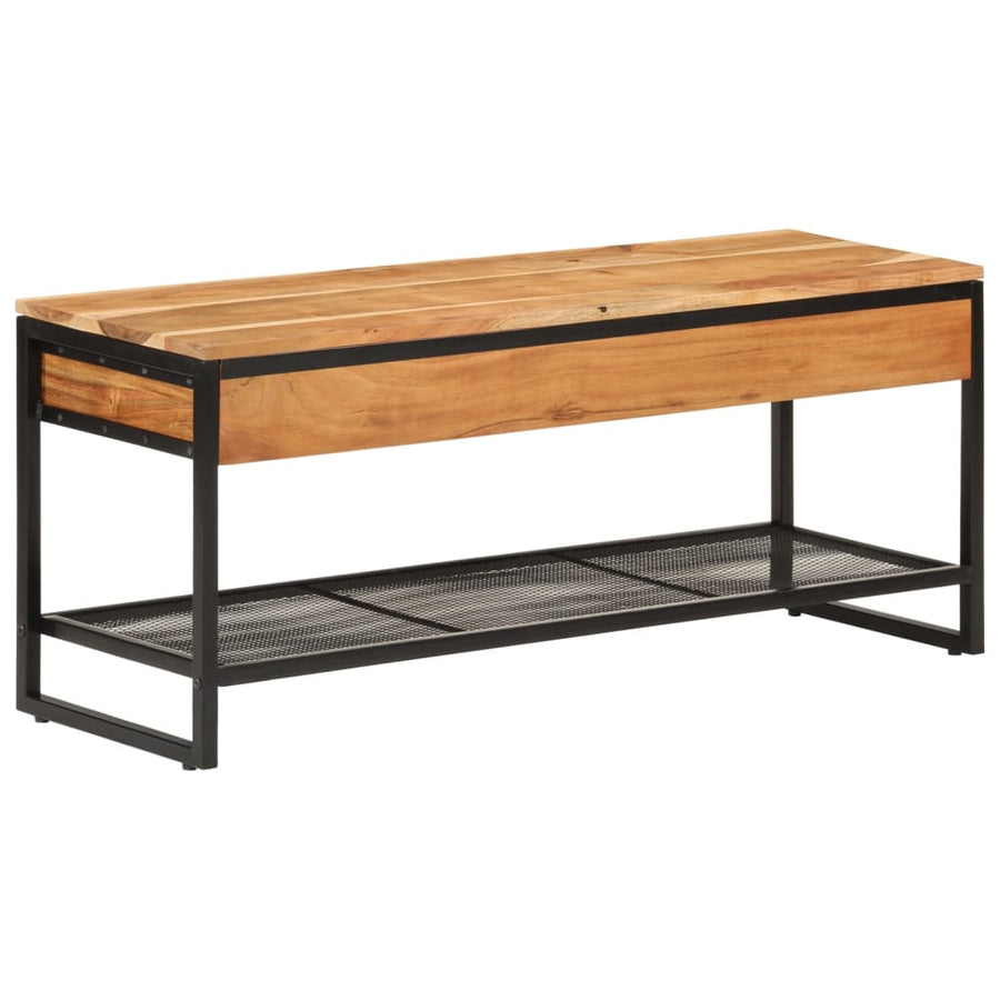 Schoenenbankje 110x35x45 cm massief acaciahout en ijzer