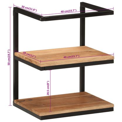 Wandschap 40x30x50 cm massief acaciahout en ijzer
