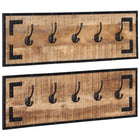 Coat racks 2 Pcs 80X8X25 Cm Solid Rough Mango Wood