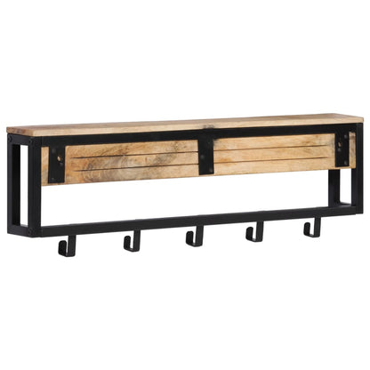 Kapstok 87x10x27 cm massief ruw mangohout