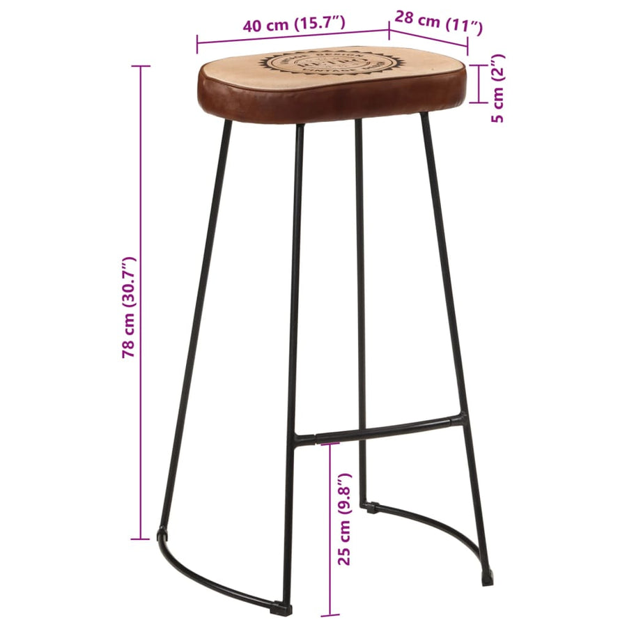 Barkrukken 2 st 44x37,5x78 cm donkerbruin