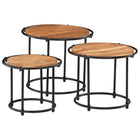 Bijzettafel set massief acaciahout 3 stuks