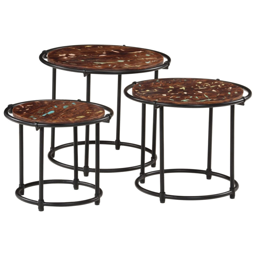 Tafeltjesset 3 st massief gerecycled hout