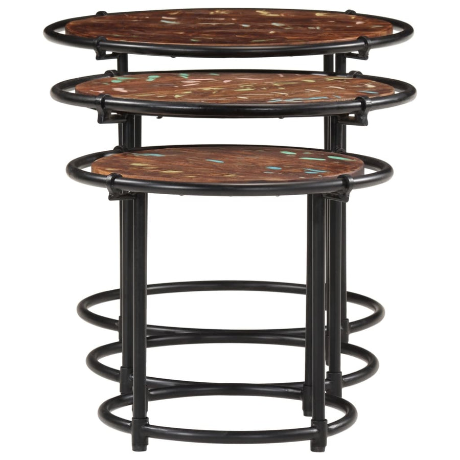 Tafeltjesset 3 st massief gerecycled hout