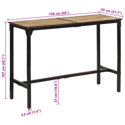 Bartafel 150x55x107 cm massief ruw mangohout