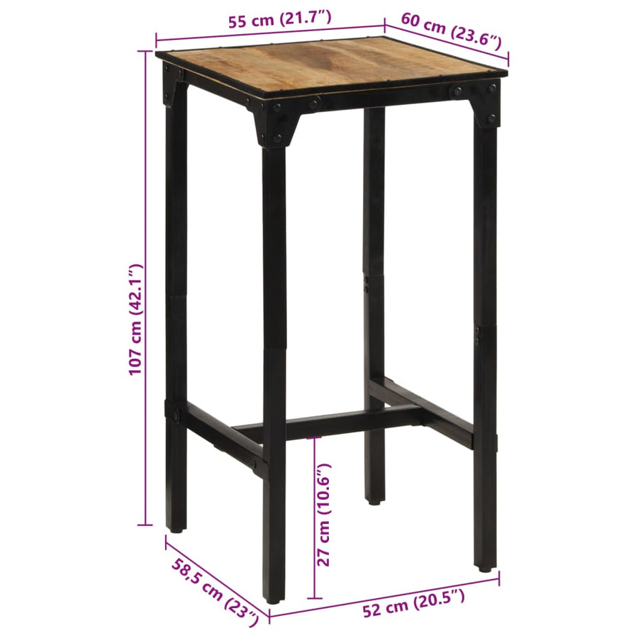 Bartafel Massief Ruw Mangohout 60 x 55 x 107 cm