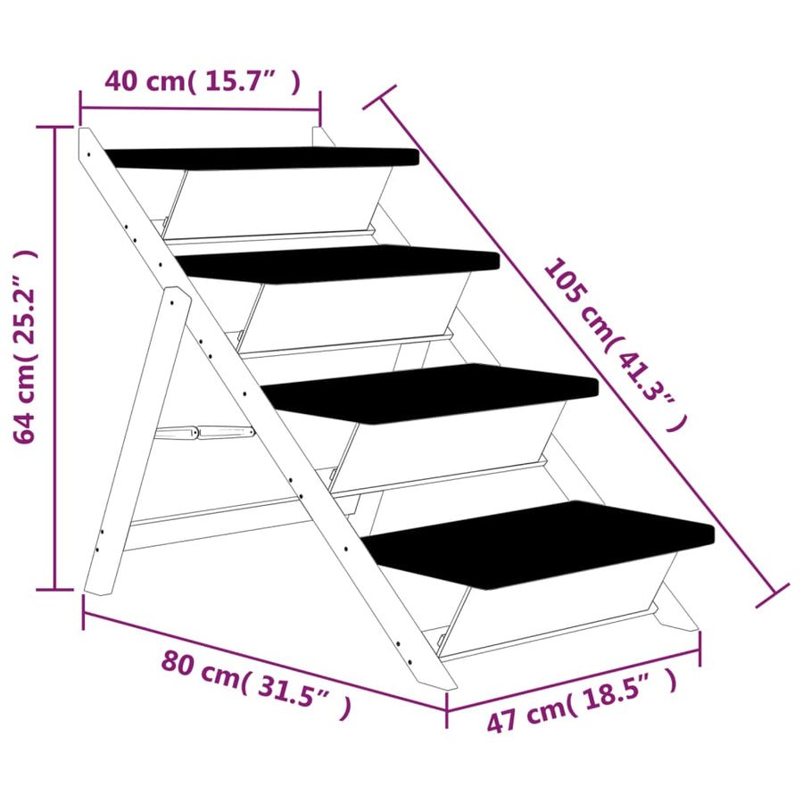 Hondentrap Massief Vurenhout 105 x 47 cm