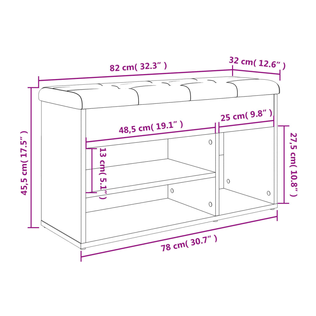 Schoenenbank 82X32X45,5 Cm Bewerkt Hout Zwart