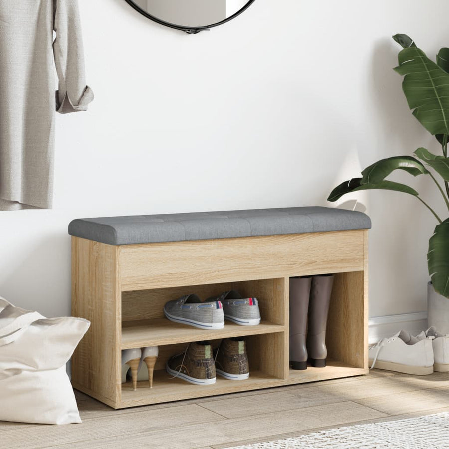 Schoenenbank 82X32X45,5 Cm Bewerkt Hout Kleurig Sonoma eiken