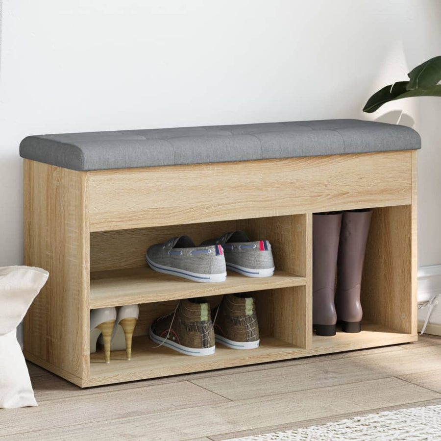 Schoenenbank 82X32X45,5 Cm Bewerkt Hout Kleurig Sonoma eiken