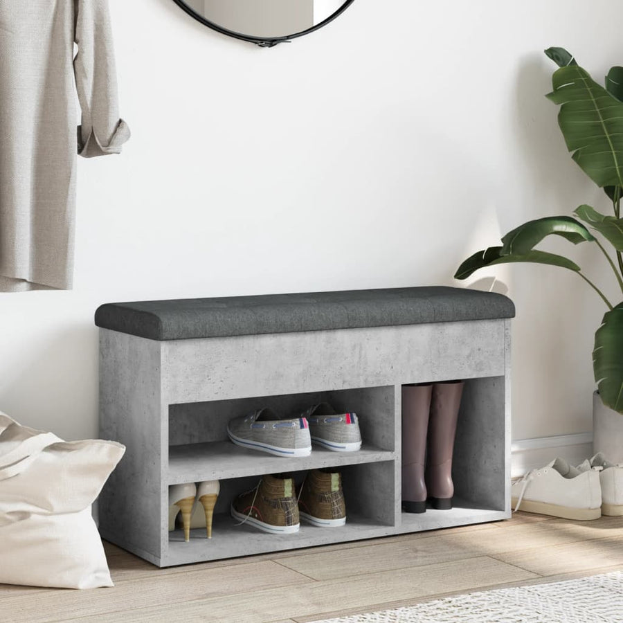 Schoenenbank 82X32X45,5 Cm Bewerkt Hout Betongrijs