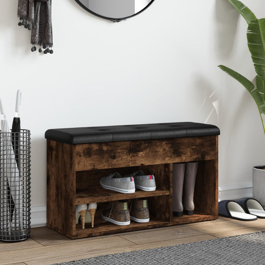 Schoenenbank 82X32X45,5 Cm Bewerkt Hout Kleurig Gerookt eiken