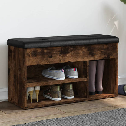 Schoenenbank 82X32X45,5 Cm Bewerkt Hout Kleurig Gerookt eiken