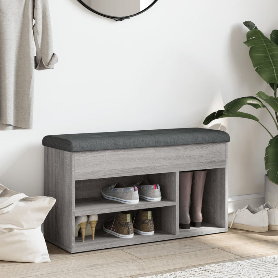Schoenenbank 82X32X45,5 Cm Bewerkt Hout Grijs sonoma