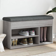 Schoenenbank 82x32x45,5 cm bewerkt hout grijs