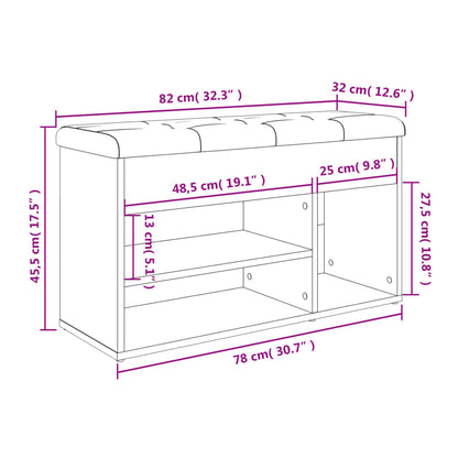 Schoenenbank 82X32X45,5 Cm Bewerkt Hout Bruineikenkleurig bruin eikenkleur
