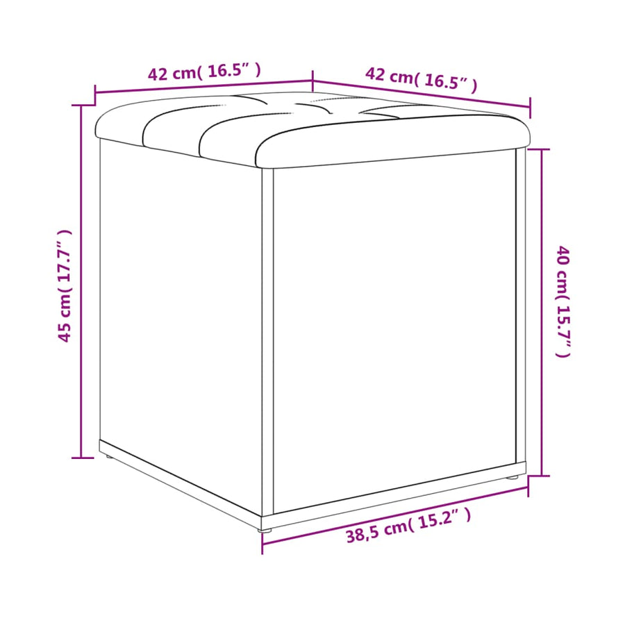 Opbergbank Bewerkt Hout 42 x 42 x 45 cm Zwart