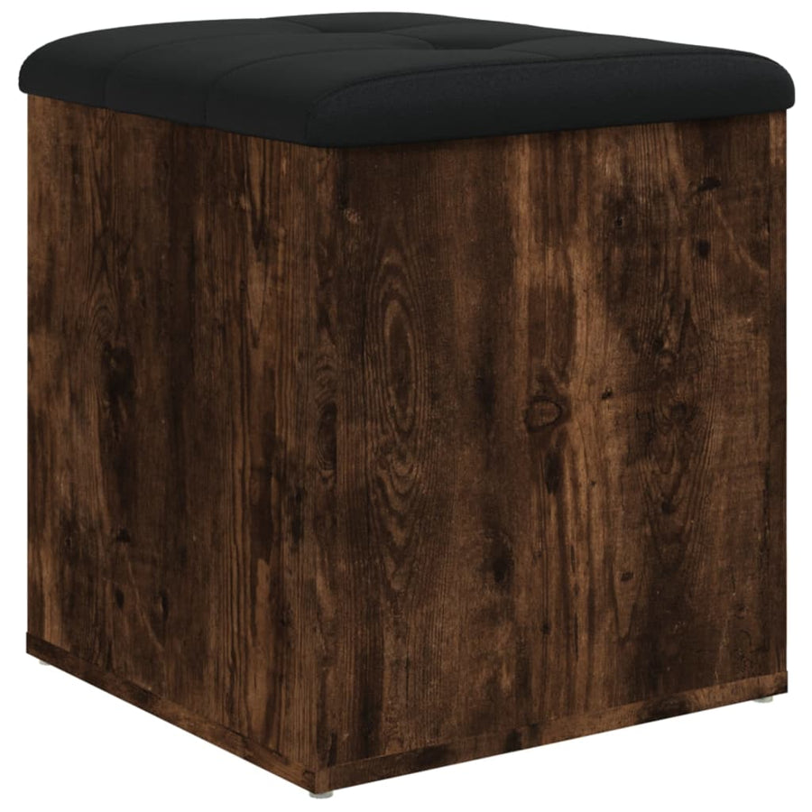 Opbergbankje Bewerkt Hout Kleurig 42 x 42 x 45 cm Gerookt eiken