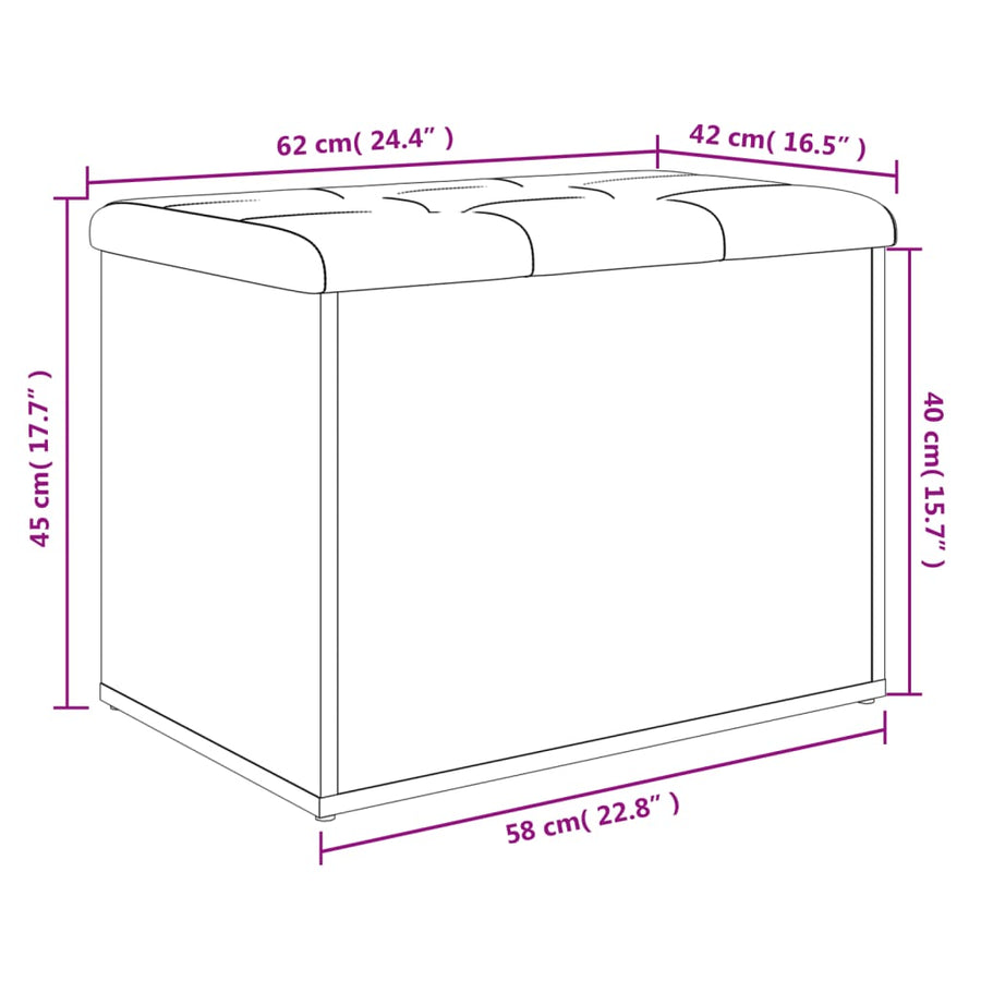 Opbergbankje Bewerkt Hout Kleurig 62 x 42 x 45 cm Sonoma eiken
