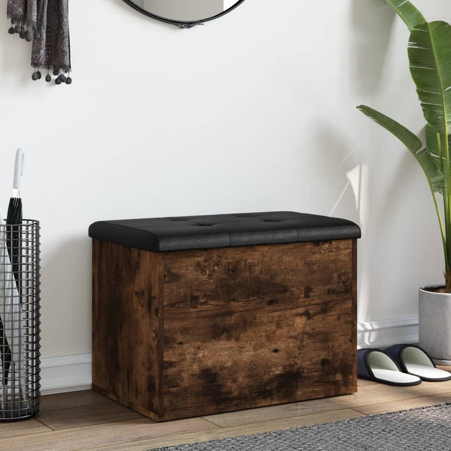 Opbergbankje Bewerkt Hout Kleurig 62 x 42 x 45 cm Gerookt eiken